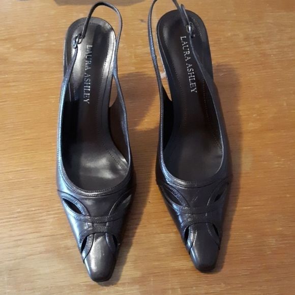 Laura Ashley Blyth Brown Slingback Cut-Out Heels 8 - Picture 1 of 8